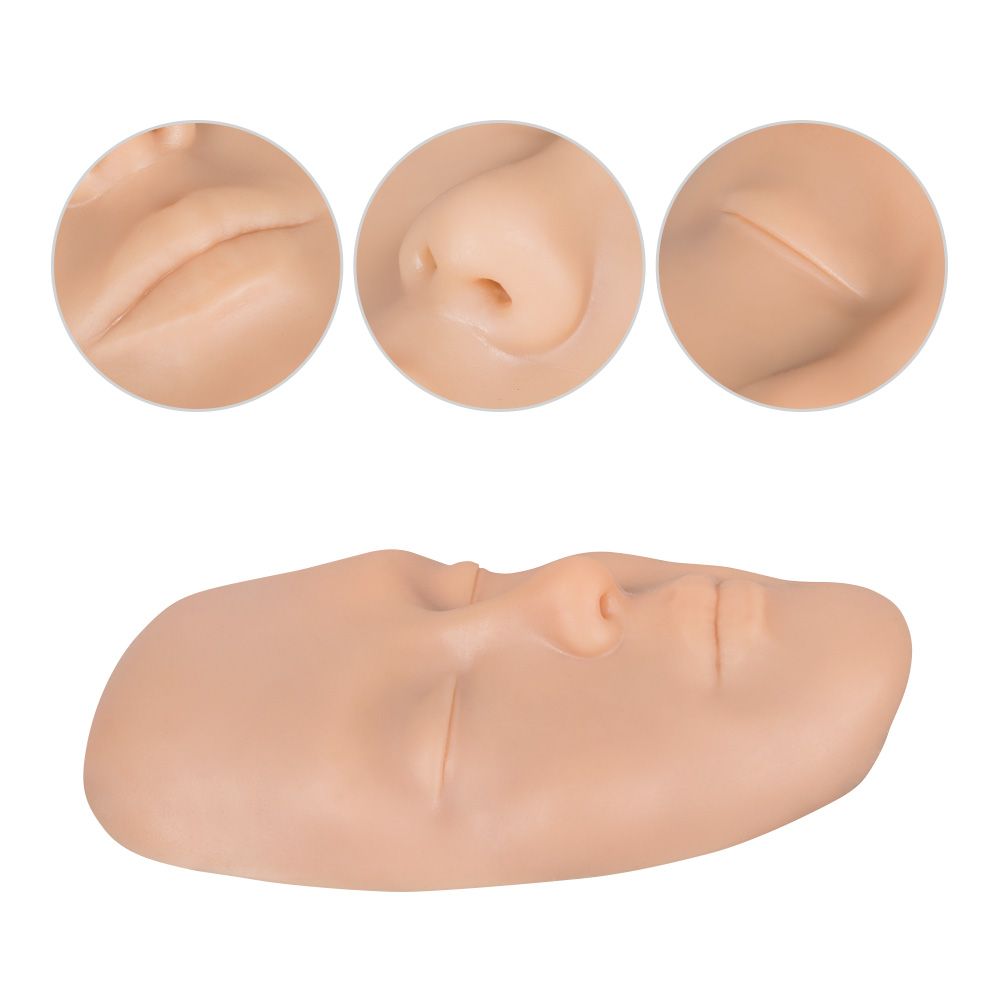 Stereoscopic Full Face Silicone Tattoo Practice Skin Microblading Mannequin Heads for Permanent Makeup Brows Nose Lips Eyes Line