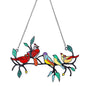Metal Stained Bird Panel Glass Window Hanging Wall Decor Parrot Birds Art Pendant Wind Chimes Bird Ornaments Home Ornaments