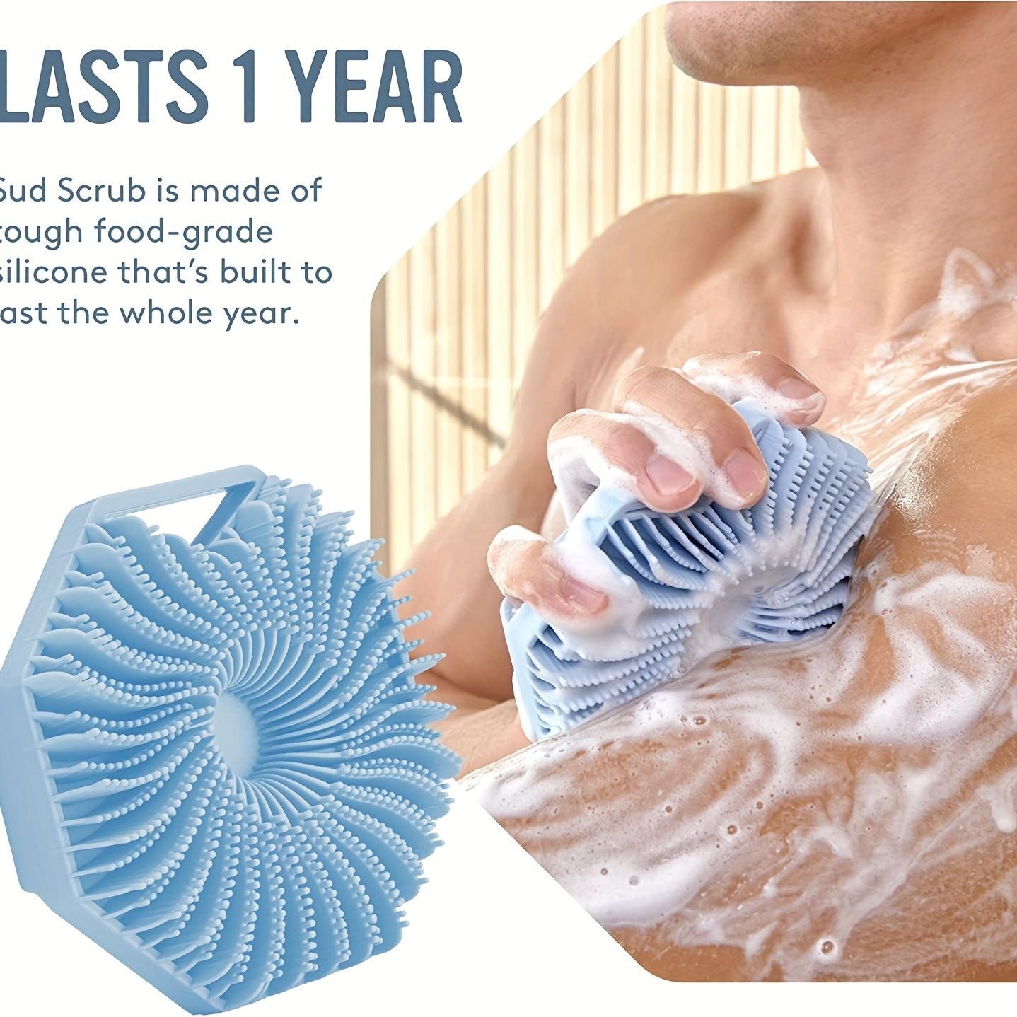 1pc Soft Silicone Body Brush Bath Body Brush, Massage Rubbing Device, Natural Bristle, Soft Scrubber, For Shower And Exfoliating