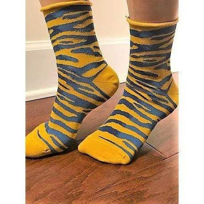 Sierra Socks Zebra Pattern Hi Anklet Casual Cotton Women's 2 Pair Pack