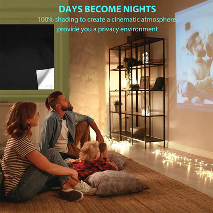 Blackout Curtains with Ruler and Tape Portable Window Curtain Black Oxford Cloth No Drill Window Shades Cuttable Temporary Black Out Shades for Home Indoor Bedroom Livingroom