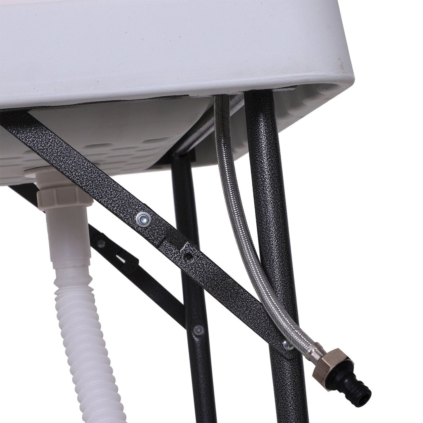 Outsunny Camping Table 50 with Sink Faucet Stainless Steel Basins Fish Cleaning