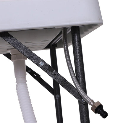 Outsunny Camping Table 50 with Sink Faucet Stainless Steel Basins Fish Cleaning