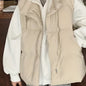 Winter Lapel Puffer Vest , Casual Pocket Fashion Loose Puffer Vest, Women's Clothing