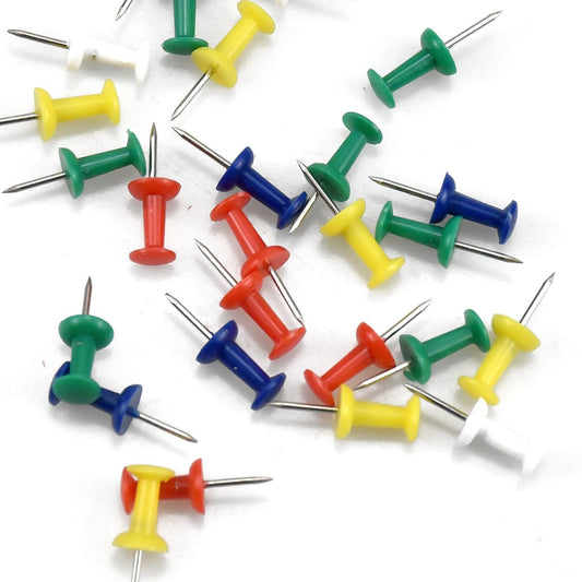 200pcs Multi-Colored Push Pins With Plastic Heads And Steel Points, Stationery Map Thumb Tacks, Drawing Push Pins For Map Cork Notice Board Photos Home Office Use (5 Colors)