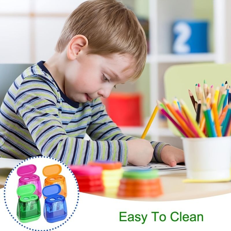 Pencil Sharpeners, Manual Pencil Sharpener,Dual Holes Handheld Pencil Sharpeners With Lid For Kids Adults School Office Home Supply