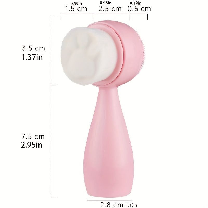 Double-Sided Silicone Face Brush with Soft Bristles for Exfoliating and Massaging Skin Care - Cute Cat Paw Design for Facial Cleansing and Makeup Removal