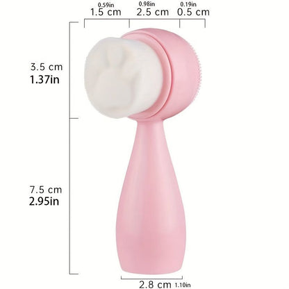 Double-Sided Silicone Face Brush with Soft Bristles for Exfoliating and Massaging Skin Care - Cute Cat Paw Design for Facial Cleansing and Makeup Removal