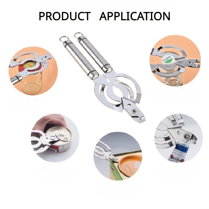 1pc, Can Opener, 304 Stainless Steel Jar Opener, All Metal Construction Adjustable Jar Opener, Can Bottle Opener Gripper, For Weak Hand, Elderly, Arthritis, Child