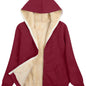 Fuzzy Hooded Jacket, Casual Zip Up Drawstring Long Sleeve Solid Outerwear, Women's Clothing