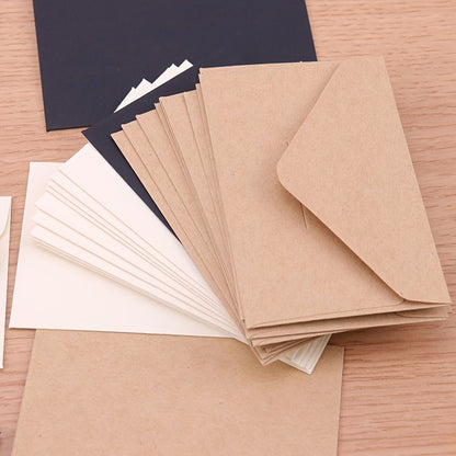 20pcs White & Black Kraft Mini Paper Window Envelopes - Perfect for Weddings & Invitations