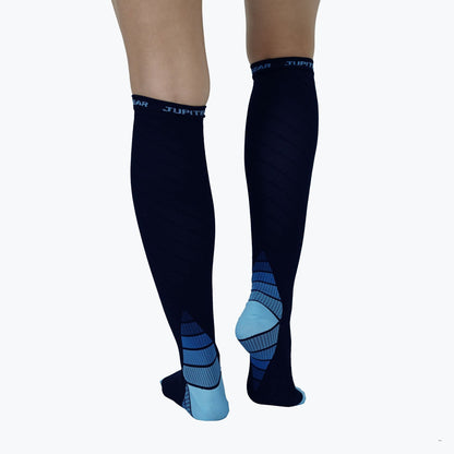 Endurance Compression Socks for Running and Hiking - Black with Blue A