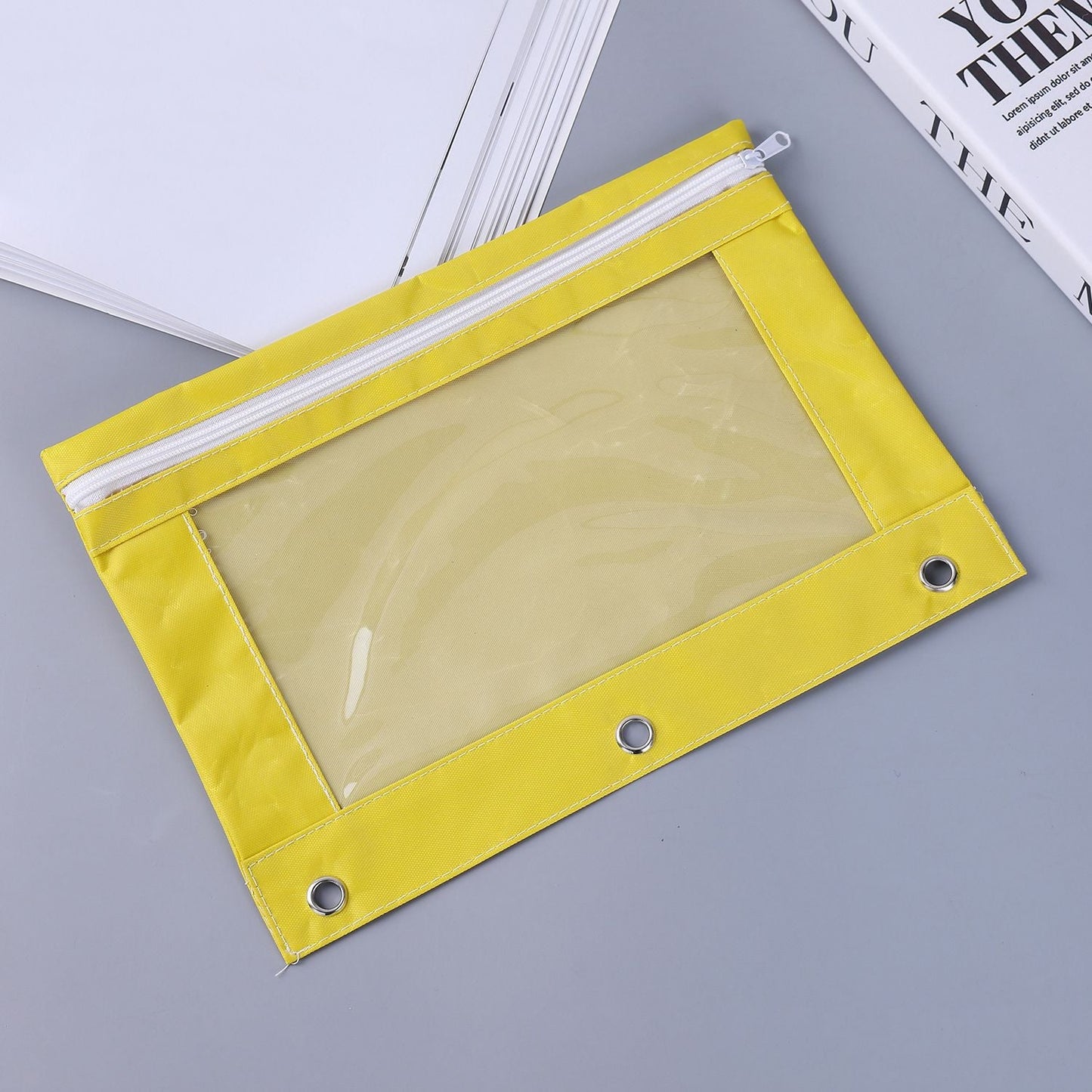 2pcs Organize Your School Supplies with this 3-Ring Pen Pencil Pouch - Available in Multiple Colors!