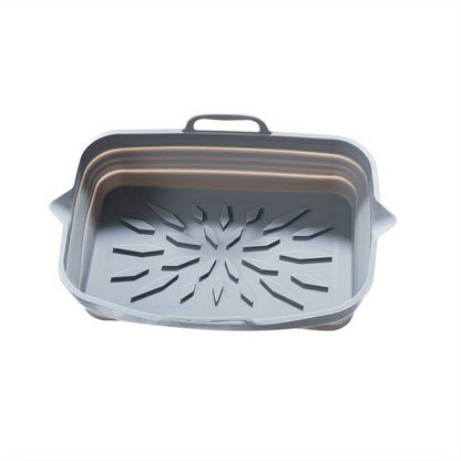 Rectangular Air Fryer Liners; Foldable Silicone Tray; Air Fryer Accessories; Reusable Grill Plate; Heat Resistant Microwave Silicone Plate; Home Kitchen Items