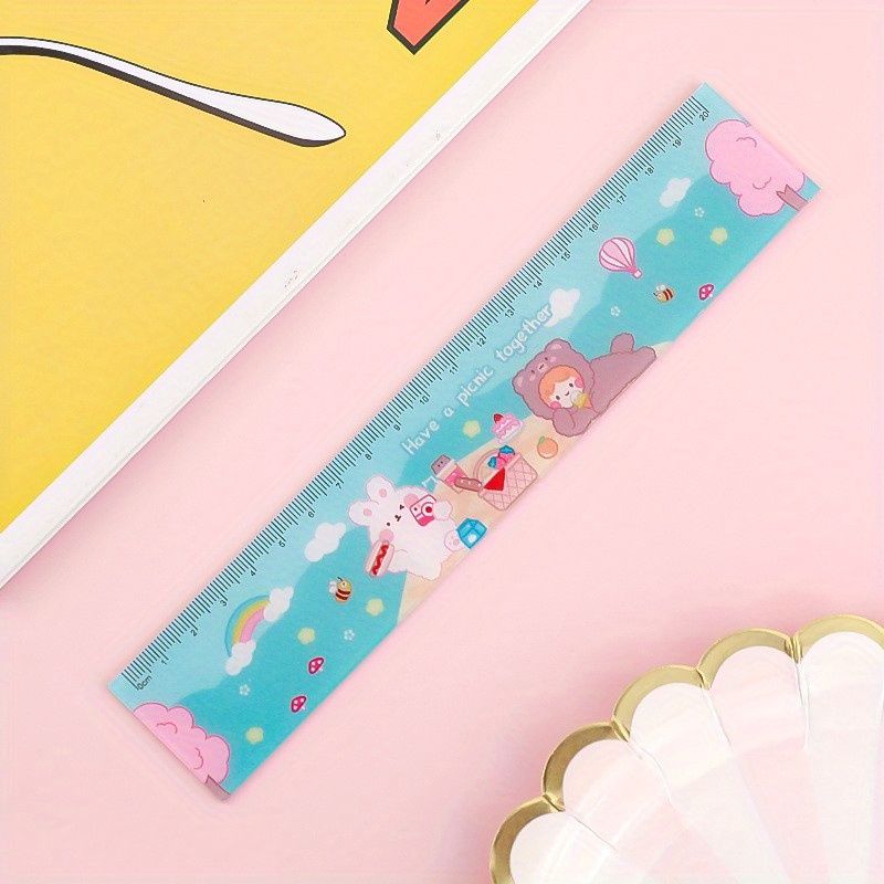 Cartoon Acrylic Ruler Student Office Drawing Measuring Ruler Color Cute 7.87inch Ruler Daily Office Supplies