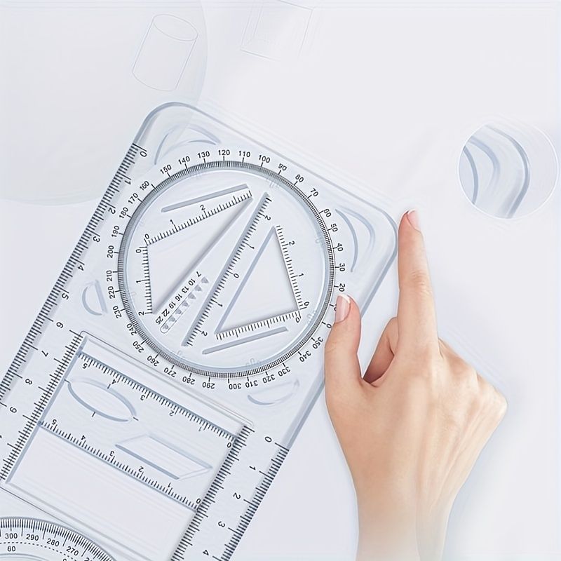 Multifunctional Ruler Function Geometric Graphic Ruler Rotatable Student Universal Ruler Drawing Tool Hand Copy Paper Template Drawing Ruler Triangle Ruler