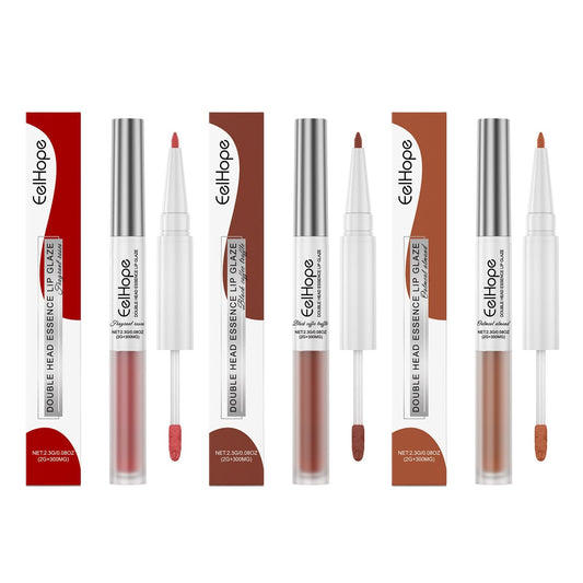 Eelhope Double Head Essence Lip Line Lip Glaze Pen 2-In-1 Lip Line Lip Glaze Mirror Gloss Lipstick Lip Gloss