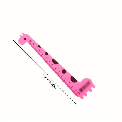 1pc Cartoon Animal Giraffe Plastic Straight Ruler Kawaii Cute Sweet Straight Ruler