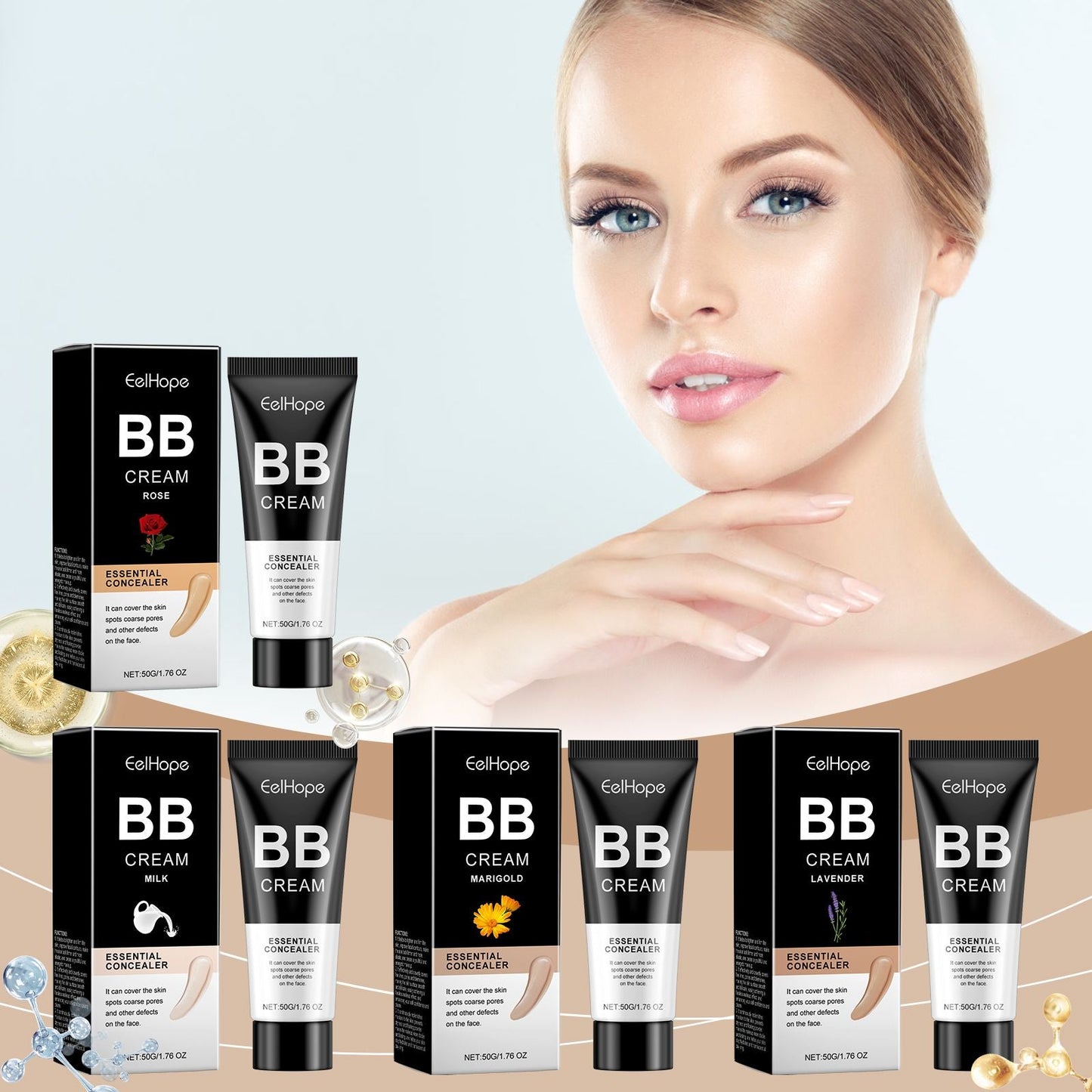 Eelhope(wheat colour) Concealer Bb Cream Series Oil Control Lightweight Concealer Brightening Skin Daily Lazy Skin Bb Cream