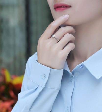 Classic Six-Prong Set Moissanite 1 Carat 2 Carat 3 Carat 5 Carat S925 Sterling Silver Plated Ring Trendy Classic Diamond Jewellery Ring