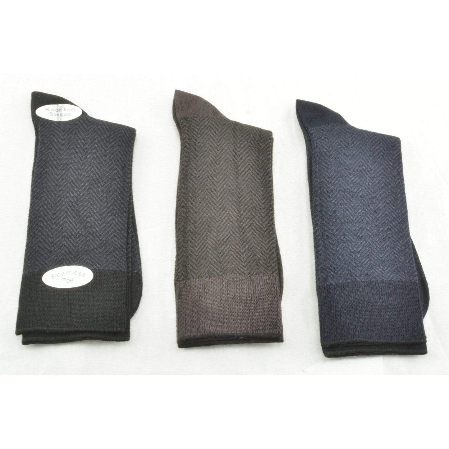 Men's Socks Dark Herringbone Design Crew 3 Pair Packs