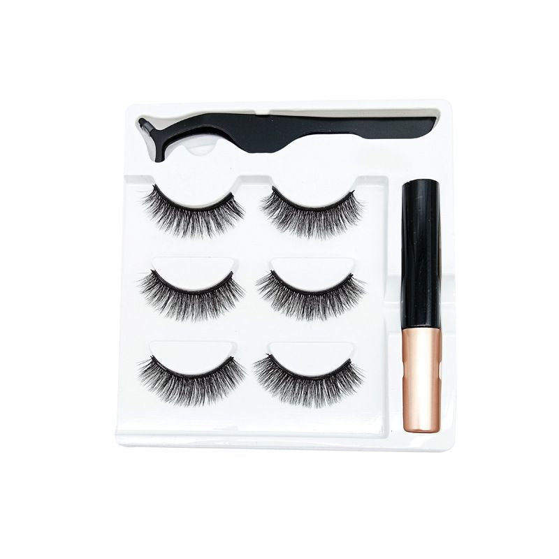 3 Pairs Of Magnetic Eyeliner Liquid False Lashes. Magnetic Adhesive False Lashes. Magnetic Clasp Eyelashes. Magnetic Eyelashes.