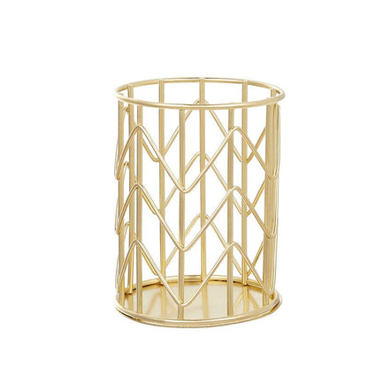 Metal Iron Penholder Office Storage And Sorting Basket Stationery Makeup Brush Storage Bucket Multifunctional Penholder