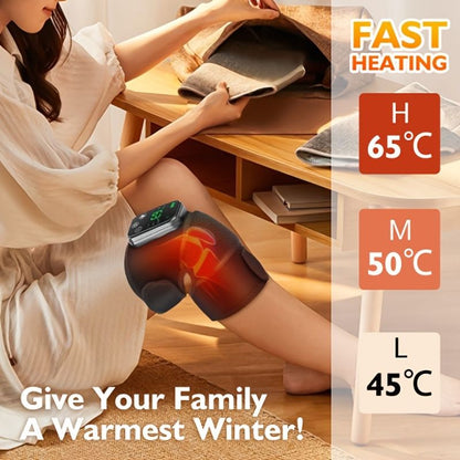 Relieve Knee, Shoulder & Elbow Pain with this Cordless Heated Knee Brace Shoulder Wrap - 3 Adjustable Temperatures & Vibration Massage - Perfect Gift for Birthdays & Valentine's Day!