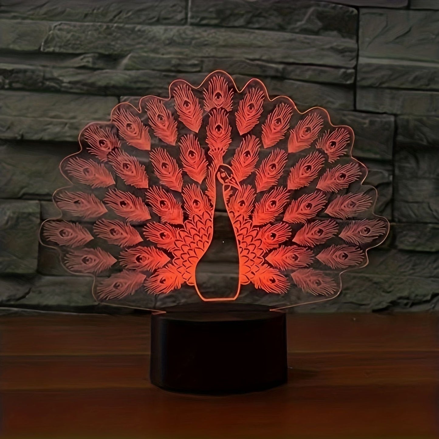 1pc Peacock 3D Illusion Lamps Nightlight With Remote Control, 16 Colors Touch Switch Table Desk Lamps Holiday Xmas Birthday Toys Gifts For Baby Nursery Toddler