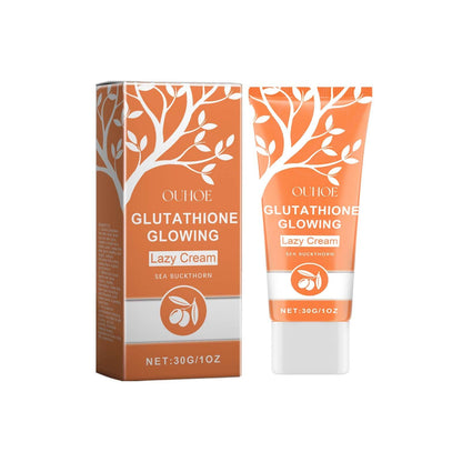 OUHOE Glutathione Glowing Lazy Cream, Fade Fine Lines Moisturizing And Brightening Concealer Long-Lasting Natural No Fake White Slacker Cream