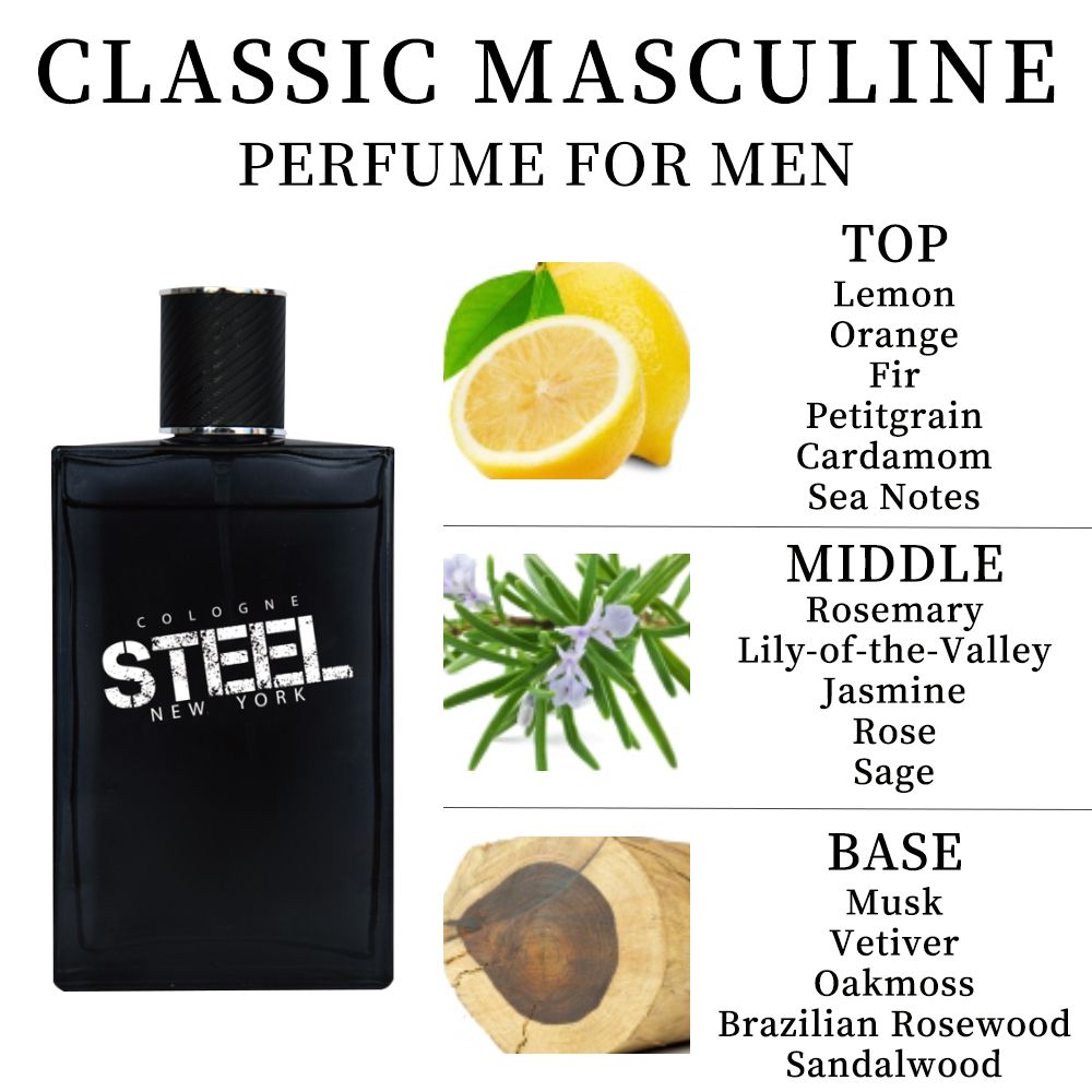 3.4 Fl Oz Men's Eau De Toilette Spray, Long-Lasting Perfume, Notes Of Lemon, Orange, Cardamom Flavor, Perfect For Dating, Daily Life, Parties, Gift Giving