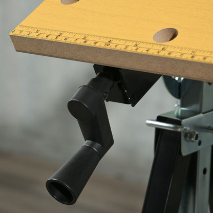 HOMCOM Work Bench Tool Stand with Adjustable Height and Angle, Carpenter Saw Table with 4 Clamps, Steel Frame, 220lbs Capacity