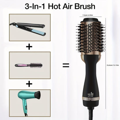 1000W Hot Air Brush and One-Step Hair Dryer with Volumizer - Soft Touch Pink Styler for Smooth and Shiny Hair - Perfect Gift for Hair Curler and Straightener