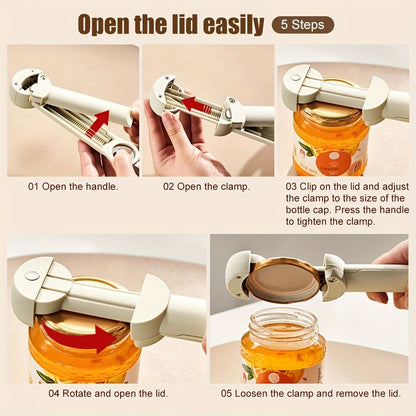 1pc, Jar Opener, Adjustable Bottle Opener For Weak Hands, Non-Slip Can Opener, Fridge Magnet For Senior Arthritis Fits 0.98-3.74inch Lids, Kitchen Accessaris, Back To School Supplies