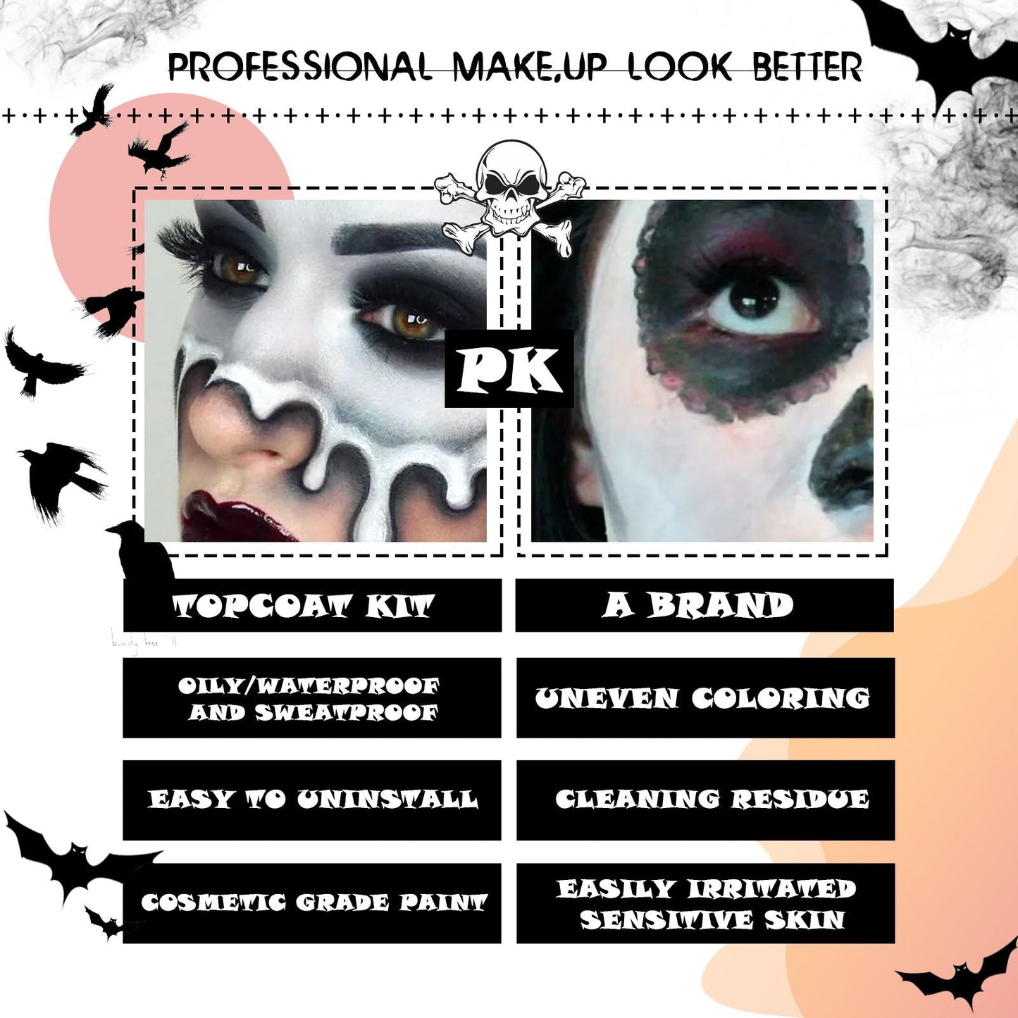 EELHOE Face t Kit, t Vampire Zombie Skull Face Makeup t