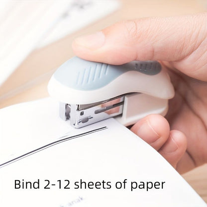 1 Piece Deli Compact Light Blue Stapler For 40 Staples And 12 Sheets Of Paper For Office, School, Booklet Or Book Binding