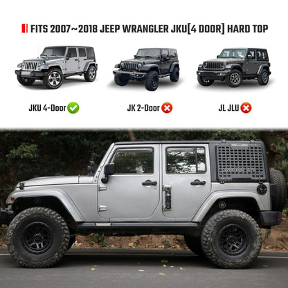 Rear Window Storage Panel,Window Cargo Shelf Compatible with Jeep Wrangler 2007-2018 JK 4 Doors Tactical Storage System Multifunctional Flank Kit 2PCS