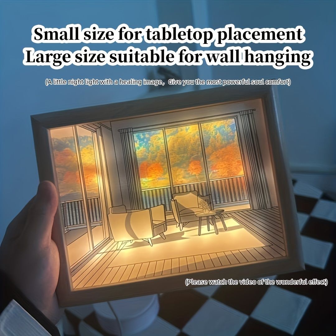 1pc 3D Papercut Night Light, Creative Light Painting Wall Hanging Decoration Table Lamp Trinket Led Small Night Light Birthday Gift