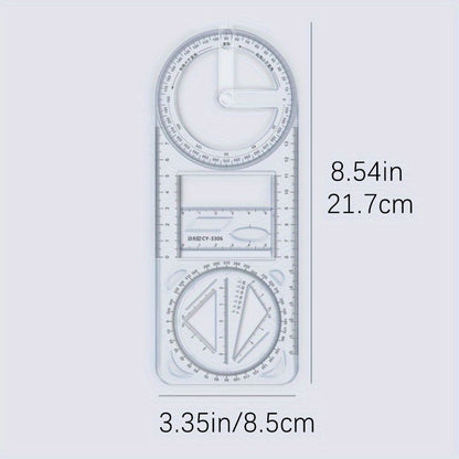Multifunctional Ruler Function Geometric Graphic Ruler Rotatable Student Universal Ruler Drawing Tool Hand Copy Paper Template Drawing Ruler Triangle Ruler