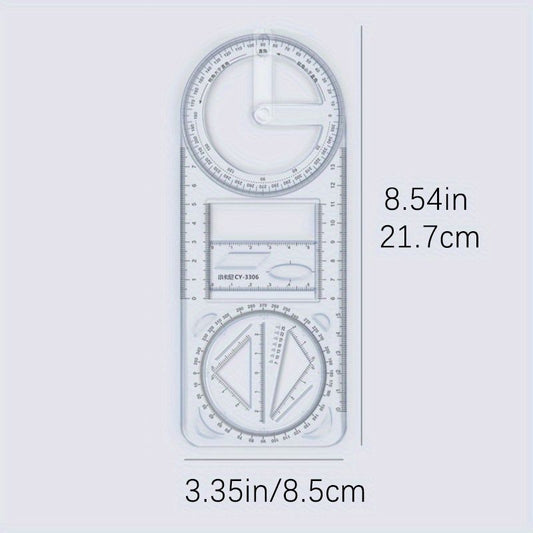 Multifunctional Ruler Function Geometric Graphic Ruler Rotatable Student Universal Ruler Drawing Tool Hand Copy Paper Template Drawing Ruler Triangle Ruler