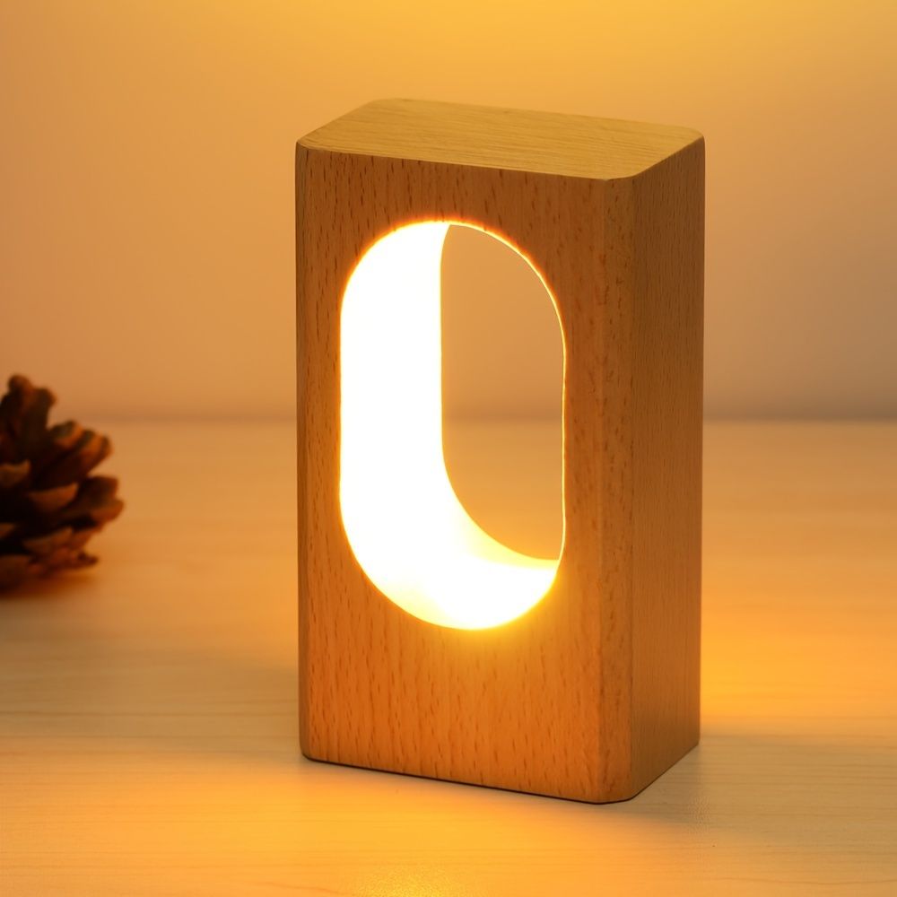 1pc LONRISWAY LED Wood Desk Lamp - Dimmable Night Light for Bedroom and Home Decor - Unique Gift Idea