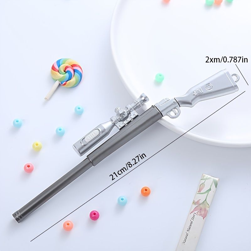 3pcs Creative 98K Sniper Gun Shaped Gel Pen With Light, Cute Rifle Shaped Fountain Pen, Personalized Office Stationery Signature Pen Writing Test Pen For Students 0.5mm Black Needle Tube Refill