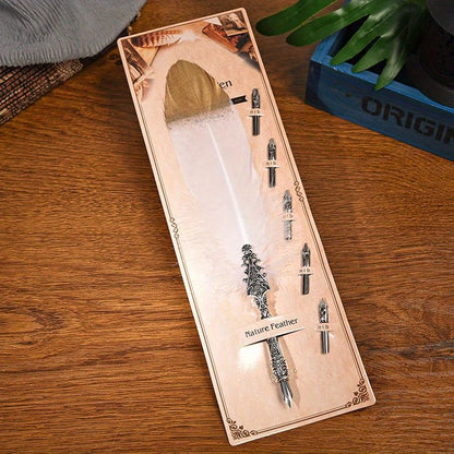 European And American Retro Feather Pen Dipping Pen Enterprise Business Gift Birthday Stainless Steel Signature Pen Teacher Gift Birthday Gift