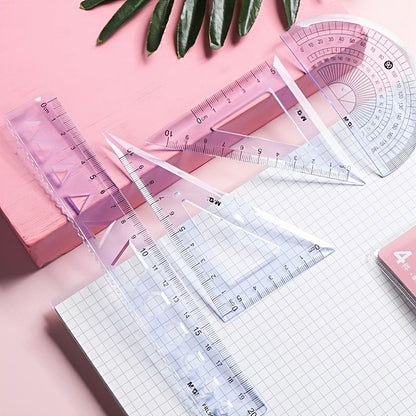 Simple And Multifunctional Drawing Learning Rulers Set Of 4pcs