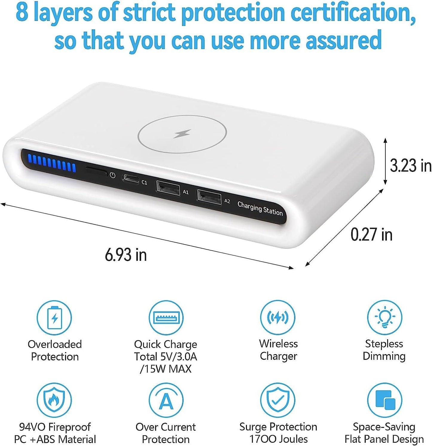 Wireless Charger 30W USB Wireless Charging Station for Multiple Device with USB C Ports Compatible for iPhone 14/13/12/Pro Max Google Pixel