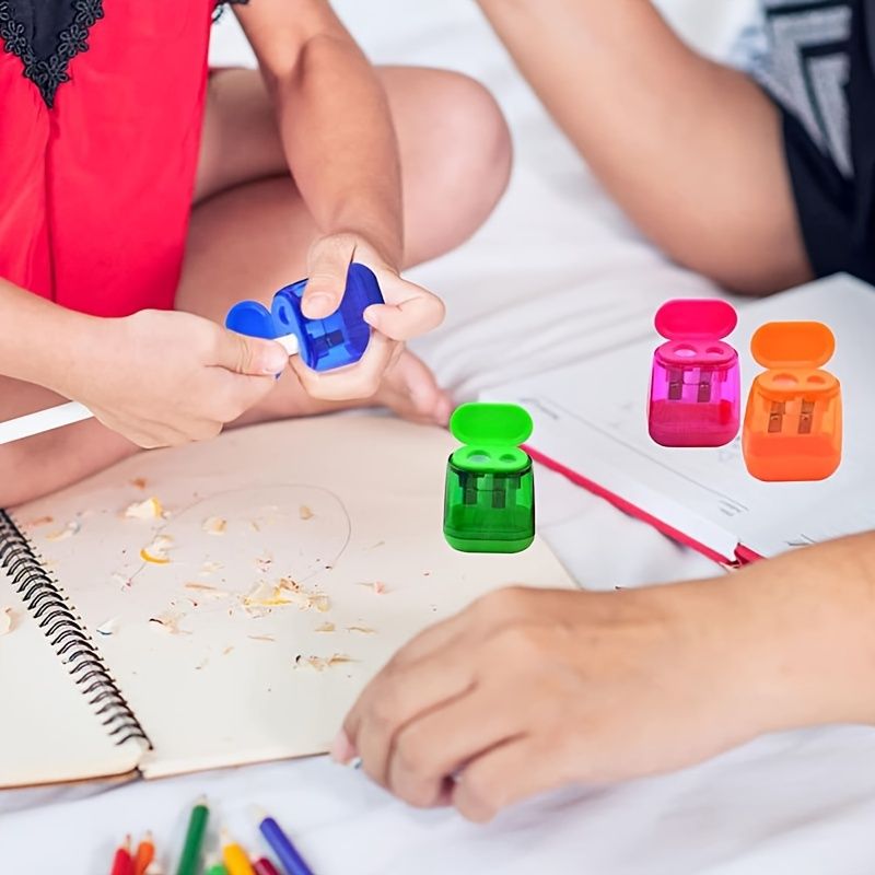 Pencil Sharpeners, Manual Pencil Sharpener,Dual Holes Handheld Pencil Sharpeners With Lid For Kids Adults School Office Home Supply