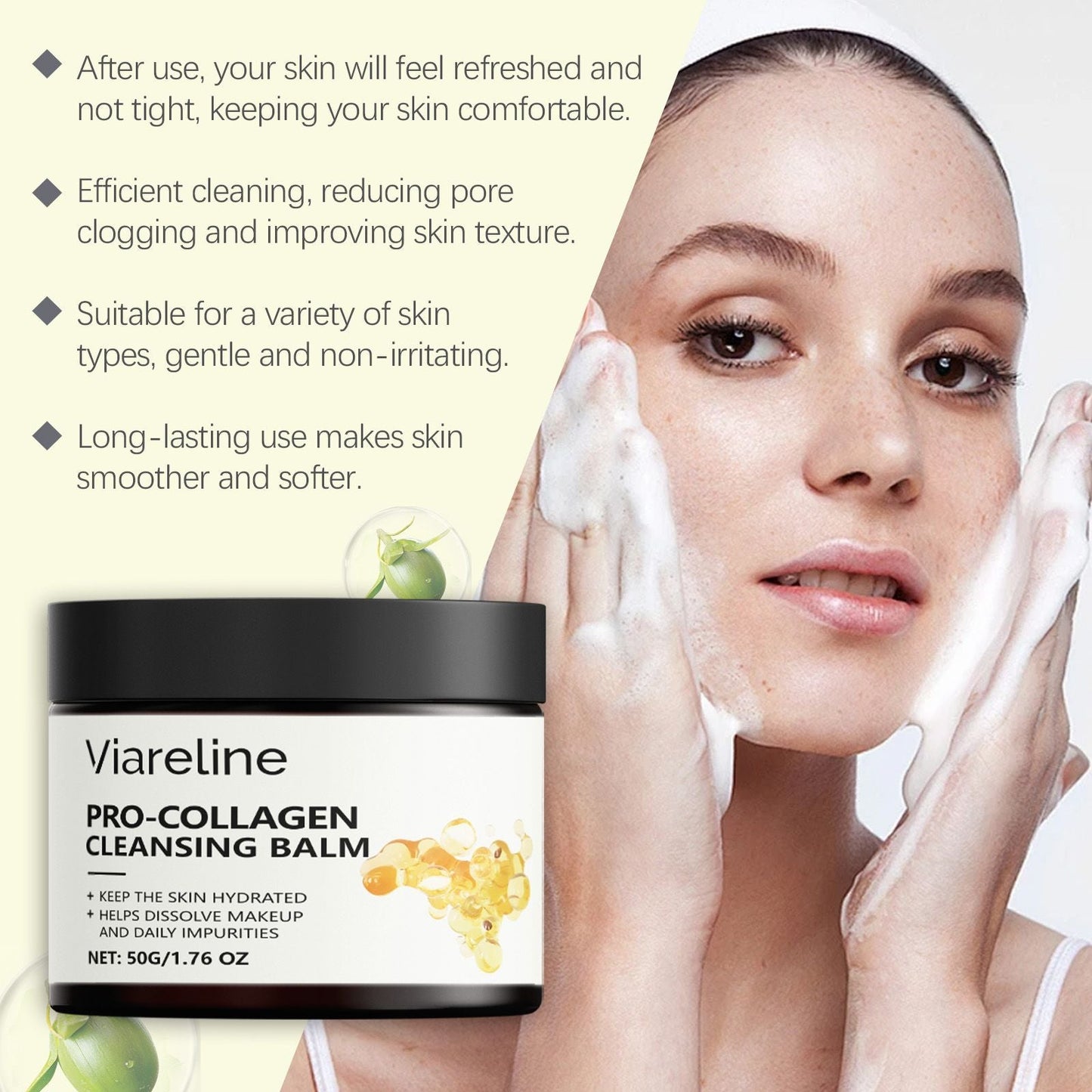 Viareline Collagen Makeup r Gentle Skin, Refreshing, Emulsifying, Rinsing, Moisturizing And Brightening