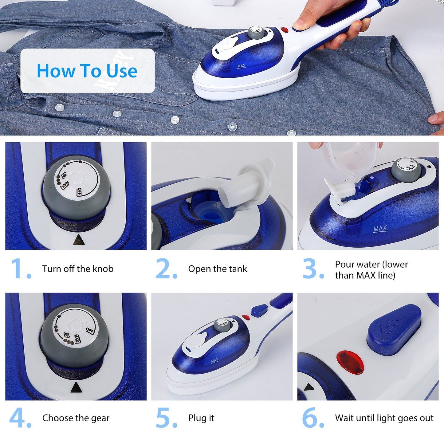 800W Handheld Electric Steam Anti-Scalding Anti Dripping Portable Iron Garment Steamer Fabric Clothes Laundry Steam Brush with 3 Adjustable Steam