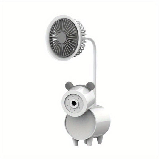 Cute Cartoon USB Fans With Pen Holder Pencil Sharpener; Rechargeable Fan For Children Business Gift