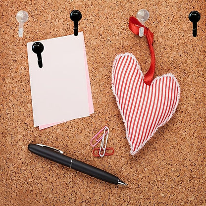 50 PCS Push Pin Hooks, Plastic Heads Cork Board Hooks Decorative Thumb Tacks Hook For Photo Wall, Bulletin Board, Home Wall, Home Office School Supplies (Black And Clear)